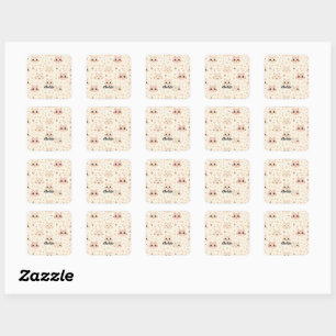 Niedliches Cat simple pet kitta Pattern Party Quadratischer Aufkleber