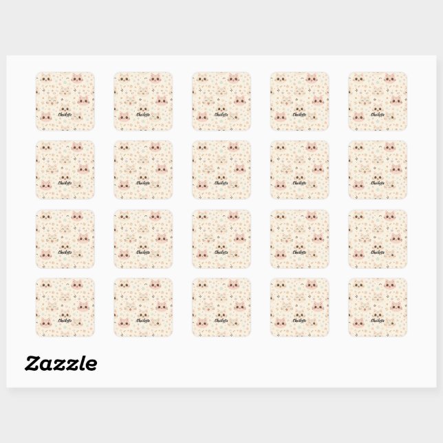 Niedliches Cat simple pet kitta Pattern Party Quadratischer Aufkleber (Blatt)
