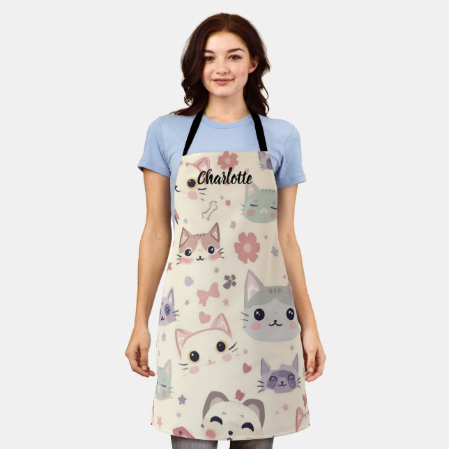 Niedliches Cat simple pet kitta Pattern Party Schürze (Getragen)
