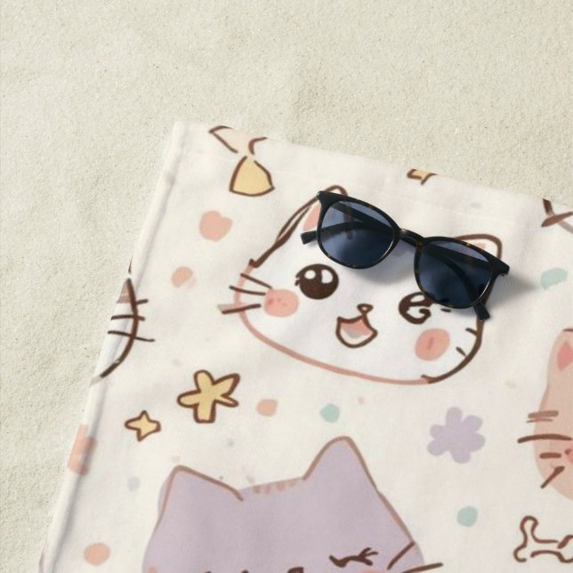 Niedliches Cat simple pet kitta Pattern Party Strandtuch (Beispiel)