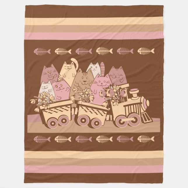 Niedliches Cat Train Fleece Blanket (Vorderseite)