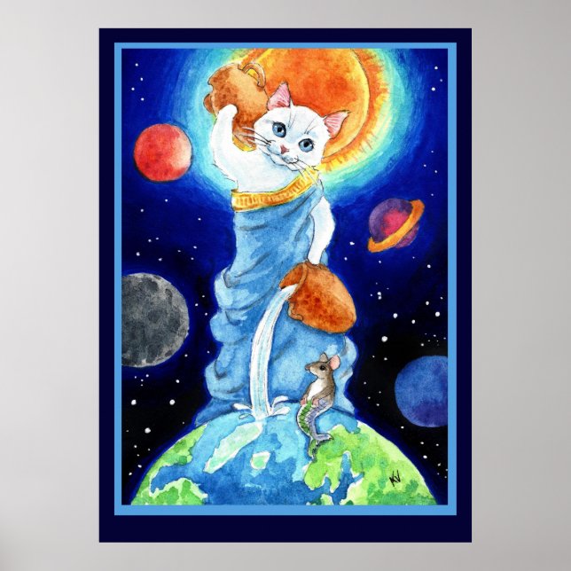 Niedliches Cat Water Goddess Earth Day Poster (Vorne)