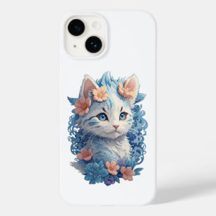 Niedliches Cat Watercolor-Gemälde mit floralem Spl Case-Mate iPhone 14 Hülle