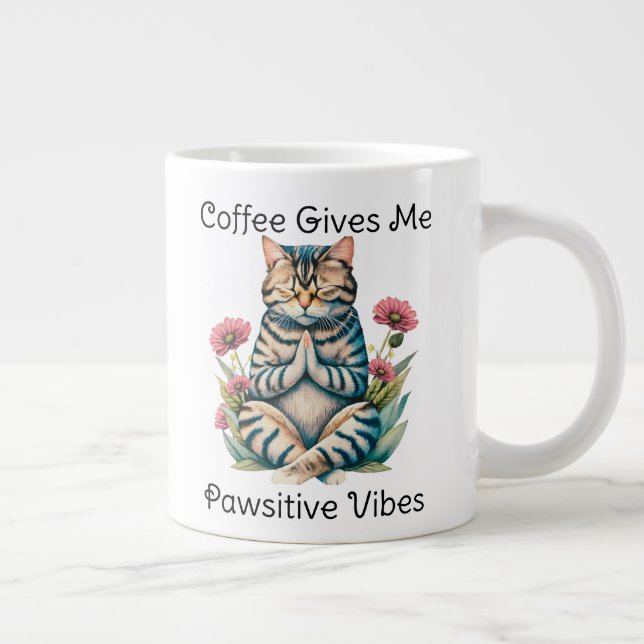 Niedliches Cat Yoga Pose Meditation Funny Kitty Zi Jumbo-Tasse (Rechts)