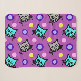 Niedliches Cats Muster in Violett Kleiner Sherpa-D Sherpadecke