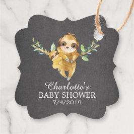 Niedliches Chalkboard Sloth Baby Dusche Gefallen Geschenkanhänger
