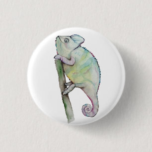Niedliches Chamäleon in Aquarellfarbe Button