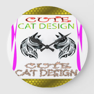 Niedliches Chat-Design Große Wanduhr