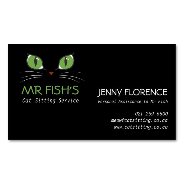 Niedliches Chat Eyes Pet Care Chat Business Magnetische Visitenkarte (Vorderseite)