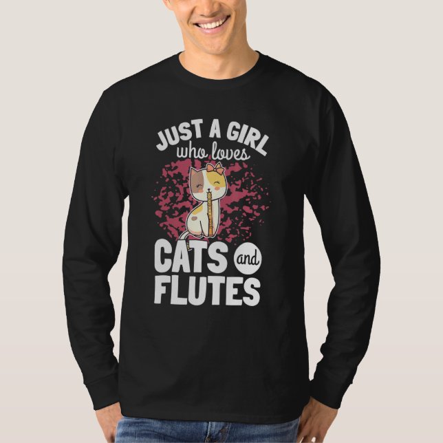 Niedliches Chat Playing Flute Player Sprichwort Fl T-Shirt (Vorderseite)