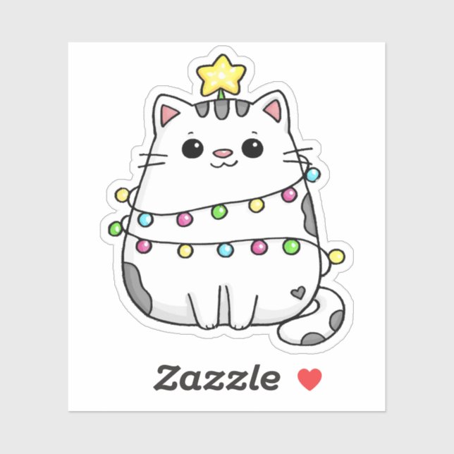 Niedliches Chat Weihnachtsdesign Aufkleber (Blatt)