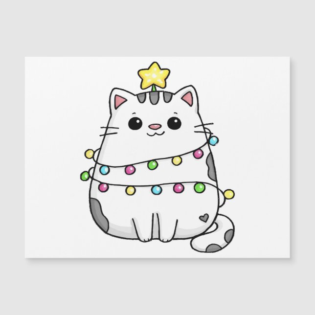 Niedliches Chat Weihnachtsdesign Magnetkarte (Vorderseite)