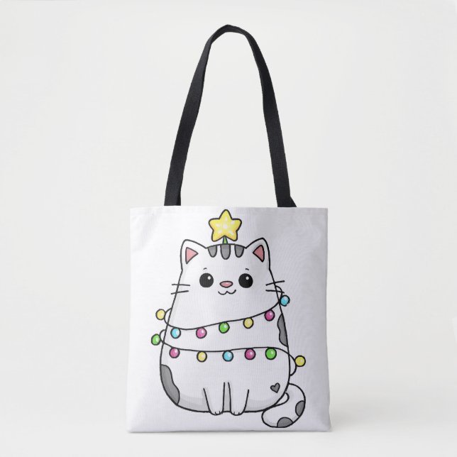 Niedliches Chat Weihnachtsdesign Tasche (Vorderseite)