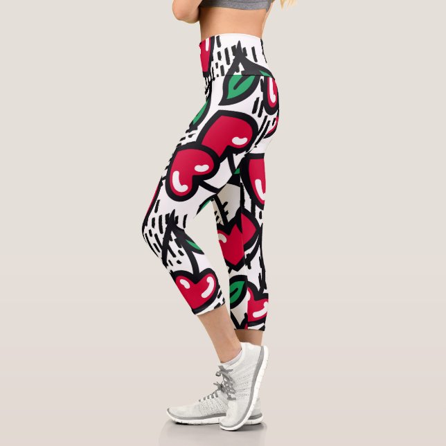 Niedliches Cherry-Muster Capri Leggings (Links)