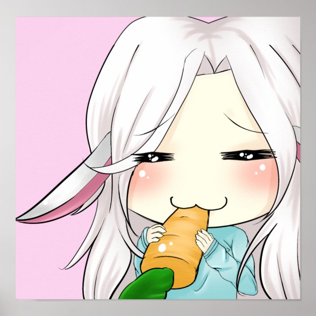 Niedliches Chibi-Girl mit Hasenposter Poster (Vorne)