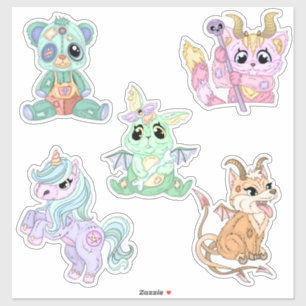 Niedliches Chibi Halloween Monster aus der Hand ge Aufkleber