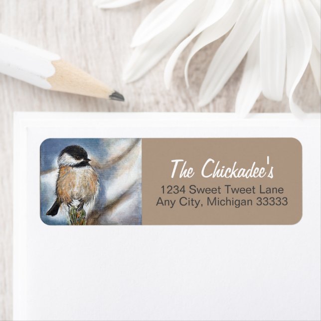 Niedliches Chickadee Song Bird Winter Painting Lab (Insitu)
