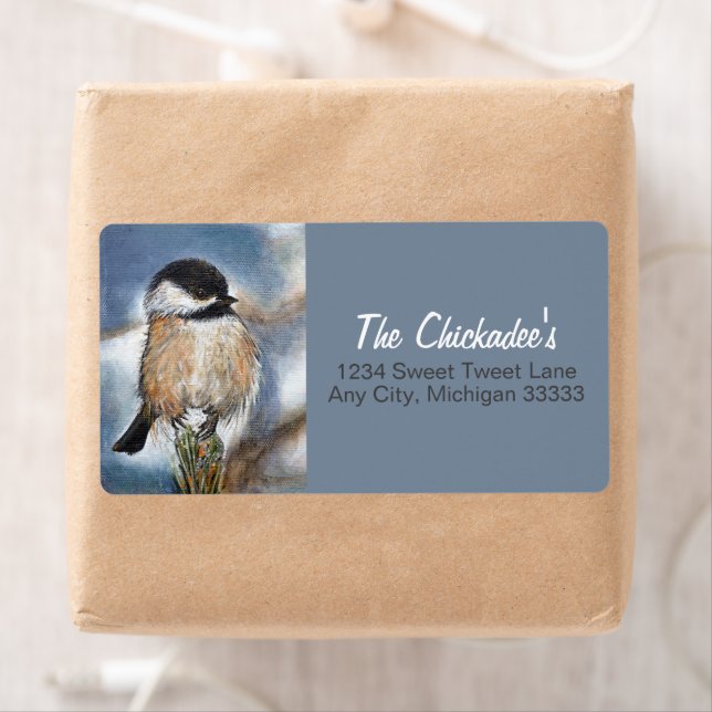 Niedliches Chickadee Song Bird Winter Painting Lab (Insitu)