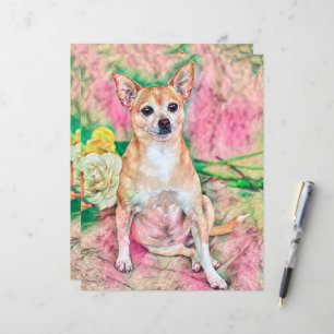 Niedliches Chihuahua Art Pink Green Dog Portrait