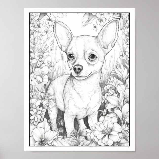 Niedliches Chihuahua Dog Coloring Poster (Vorne)