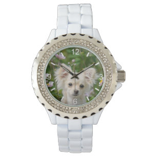 Niedliches Chihuahua Hund Welpen-Foto - Frauendiag Armbanduhr