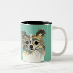 Niedliches Chihuahua-Hundeporträt Zweifarbige Tasse