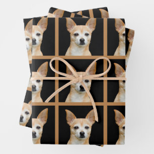 Niedliches Chihuahua-Hundeschlittenmuster Geschenkpapier Set