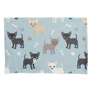 Niedliches Chihuahua-Muster-Blau Kissenbezug