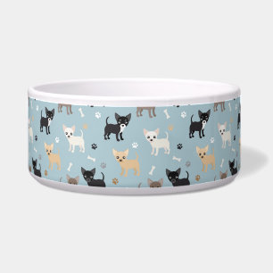 Niedliches Chihuahua-Muster-Blau Napf