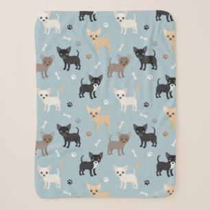Niedliches Chihuahua-Muster-Blau Sherpadecke