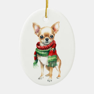 Niedliches Chihuahua-Ornament - Kleiner Hund Weihn Keramik Ornament