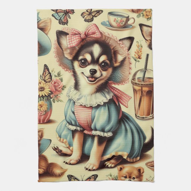 Niedliches Chihuahua-Welpenbild Geschirrtuch (Vertikal)