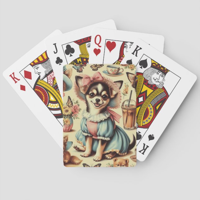 Niedliches Chihuahua-Welpenbild Spielkarten (Rückseite)