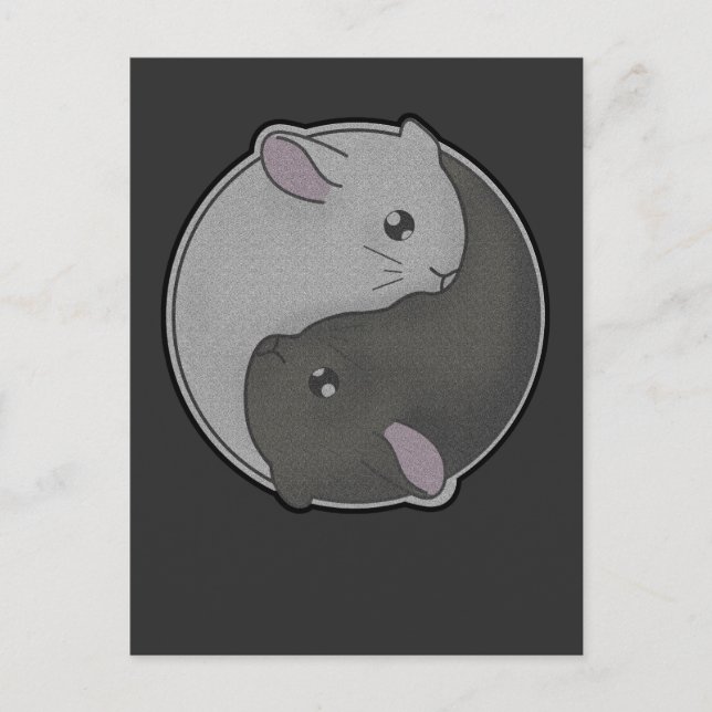 Niedliches Chinchilla-Geschenk Yin Yang Rodent Pet Postkarte (Vorderseite)