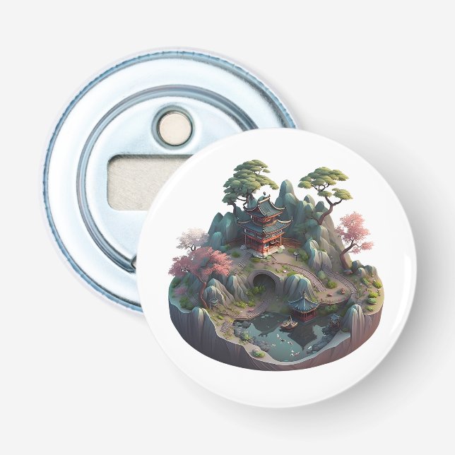 Niedliches chinesisches Fantasy 3D Landscape Flasc Flaschenöffner (Vorderseite)