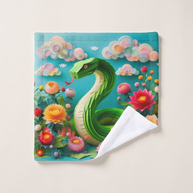 Niedliches chinesisches Neujahrsschlange 2025 WC3 Waschlappen (Waschlappen)