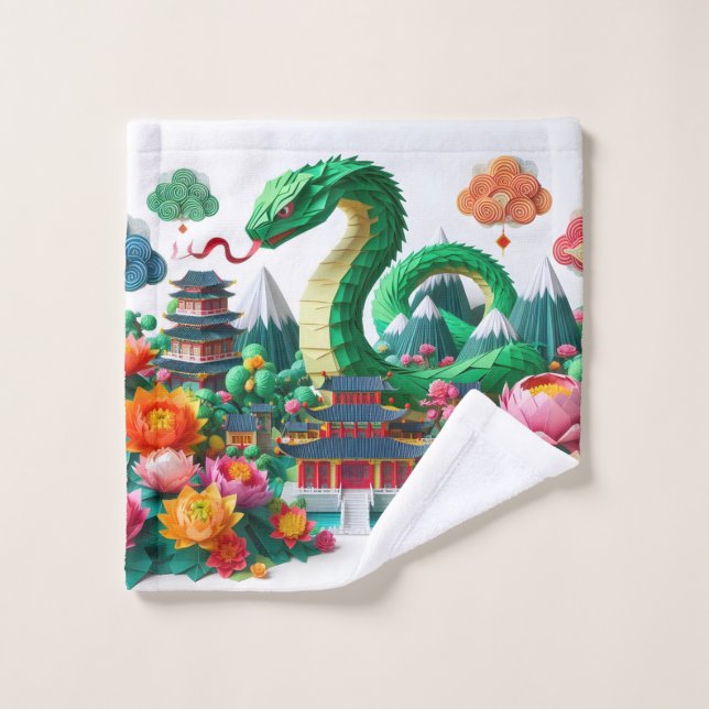 Niedliches chinesisches Neujahrsschlange 2025 WC6 Waschlappen (Waschlappen)