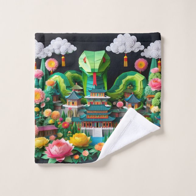 Niedliches chinesisches Neujahrsschlange 2025 WC8 Waschlappen (Waschlappen)