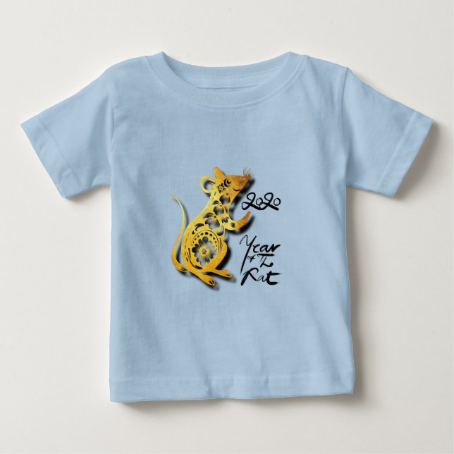 Niedliches chinesisches New Year RRat Blue Baby T- Baby T-shirt (Vorderseite)