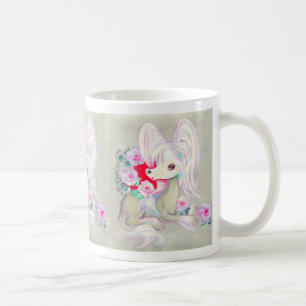 Niedliches chinesisches Welpen-Hundeweiß mit Haub Kaffeetasse