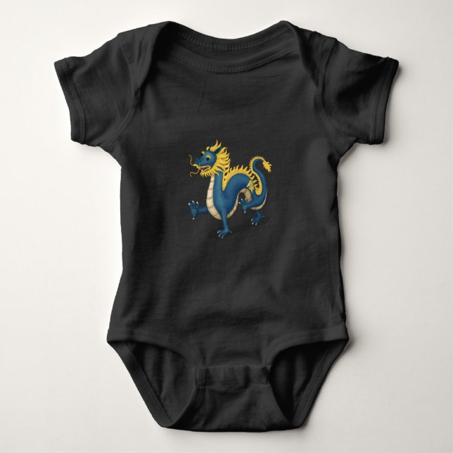 Niedliches Chinesisches Zodiac Dragon Black Baby Strampler (Vorderseite)