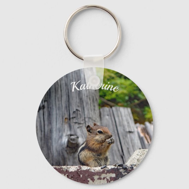 Niedliches Chipmunk-Foto benutzerdefinierbar Schlüsselanhänger (Vorderseite)