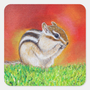 Niedliches Chipmunk-Gemälde Quadratischer Aufkleber