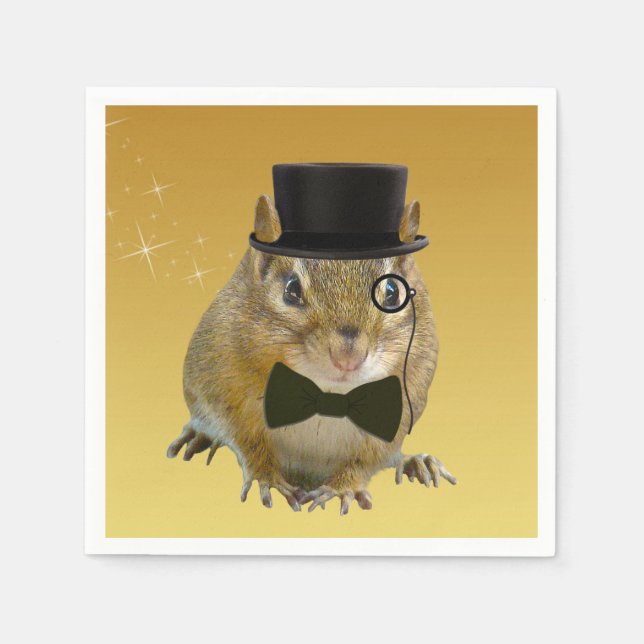Niedliches Chipmunk-Neujahrsfest-Party Serviette (Vorderseite)