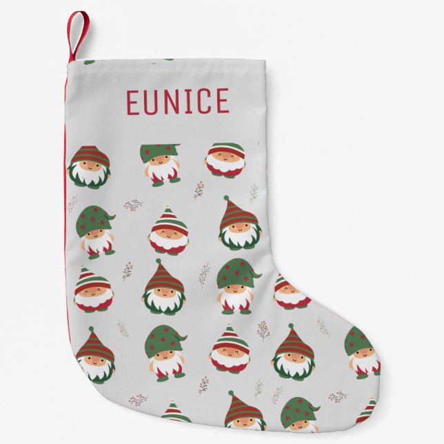 Niedliches Chubby-Weihnachtselfenmuster Kleiner Weihnachtsstrumpf (Vorderseite)
