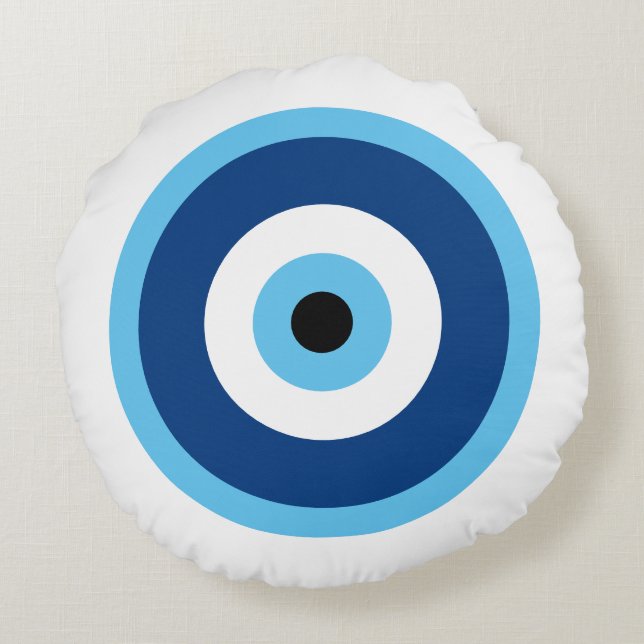 Niedliches Circle Blue und Lila Muster Rundes Kissen (Rückseite)