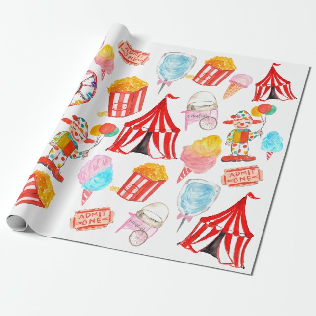 Niedliches Circus Festival Kinder Party Geschenkpapier (Ungerollt)