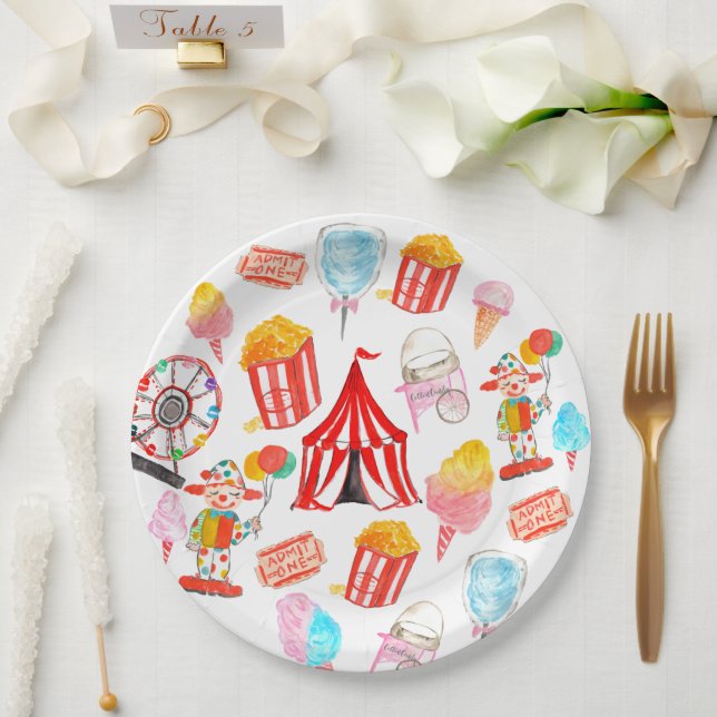 Niedliches Circus Festival Kinder Party Pappteller (Hochzeit)