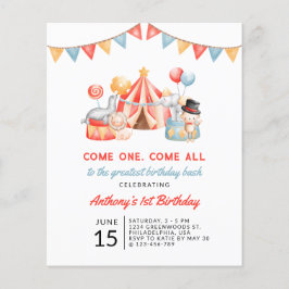 Niedliches Circus Karneval Festival 1. Geburtstag Flyer