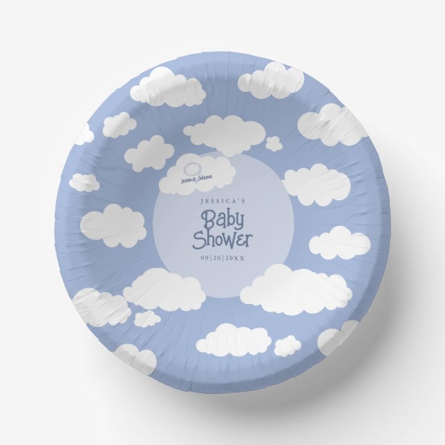 Niedliches Cloud Nine 9 Baby Dusche Whimsikisches  Pappteller (Vorderseite)